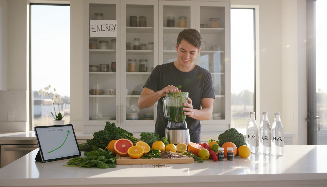 Preparing healthy smoothie for detox energy