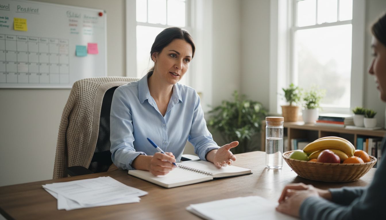 Nutritionist reviews detox protocol with patient