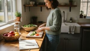 Woman preparing fresh foods for holistic cleanse