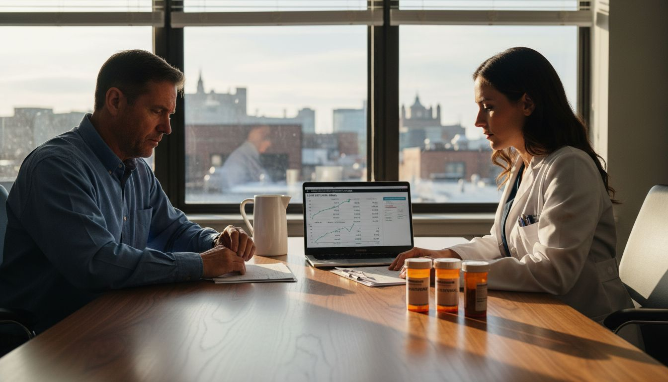 Doctor advising patient on liver health
