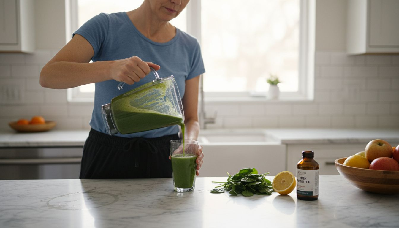 Woman prepares natural liver cleanse drink