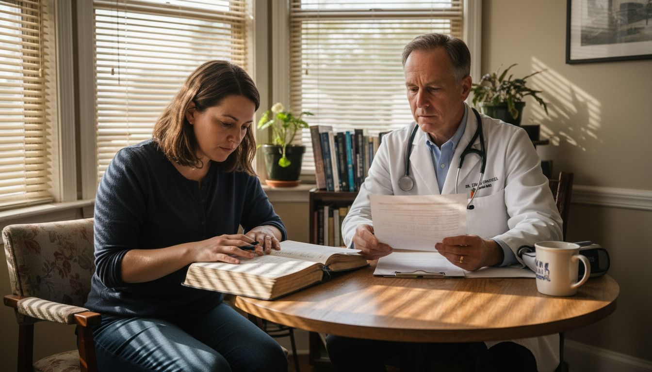 Doctor reviewing results with patient in office