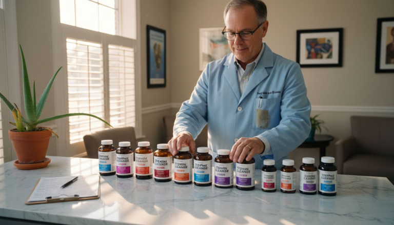 Pharmacist managing toxin cleanser supplements